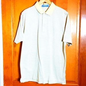 CARNOUSTIE L LUX PERFORMANCE YELLOW & BLUE STRIPPED POLO